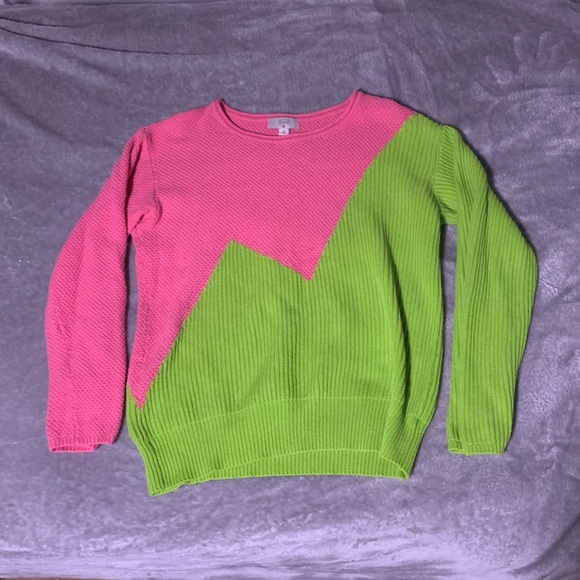 Victor Glemaud Pink and Green Crew Neck Sweater - Picture 1 of 2